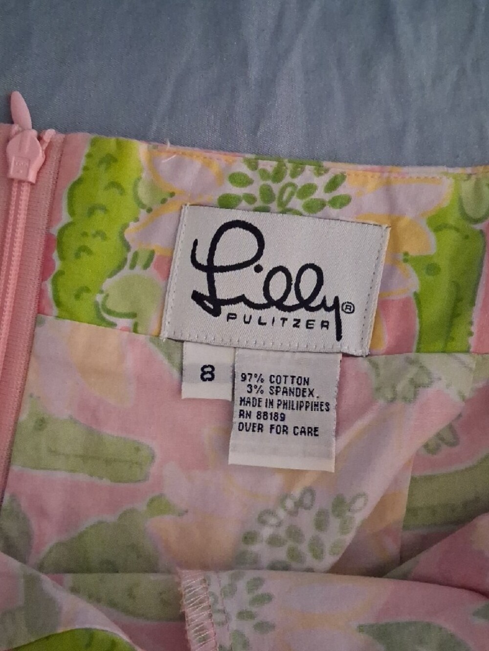 Lilly Pulitzer Women's Pink Floral With Green Alligators Print Skort Size 8 - Picture 9 of 9